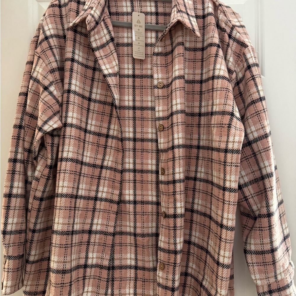 Pink Plaid Button-Up Shirt